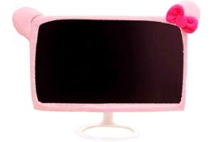 LINXTAR 20''-29'' Computer Monitor Cover with Cat Ear Design Furry Kawaii Pink Monitor Dust Cover Elastic Dustproof Christmas