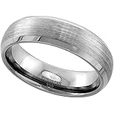 Sabrina Silver Tungsten Carbide 6 mm Dome Wedding Band Ring Satin Finished Mirror Beveled Edges sizes 5 to 12