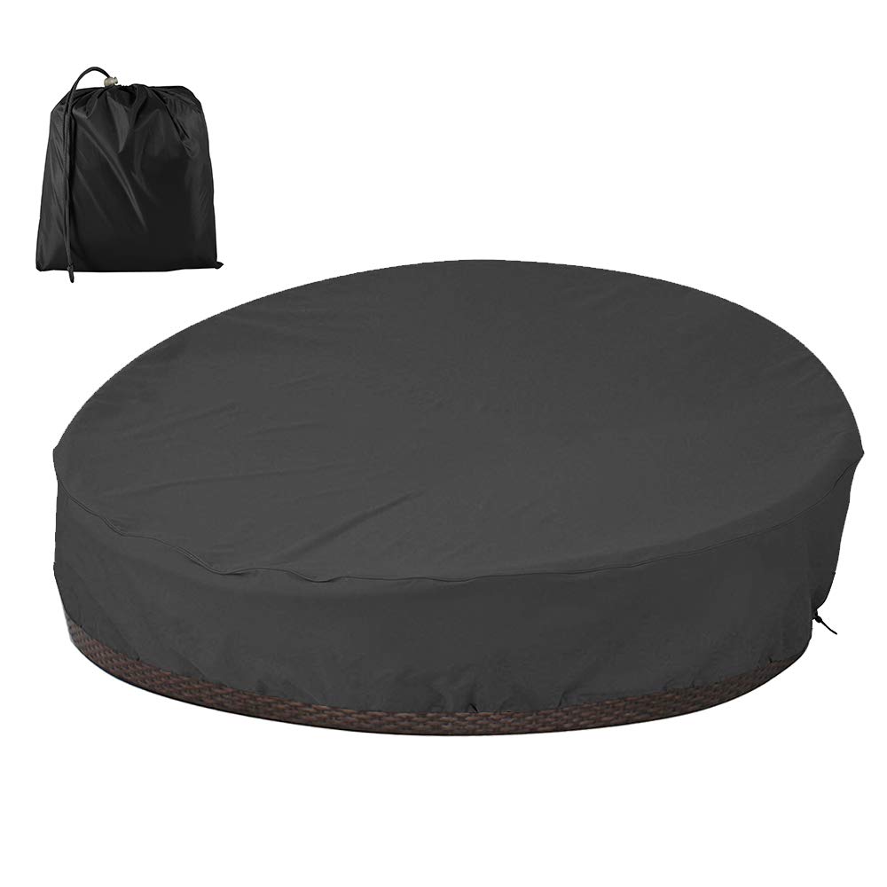Patio Rattan Daybed Cover - 210D Oxford Waterproof Round Daybed Cover - Garden Furniture Cover for Day Bed Sofa (228x83cm) - Black