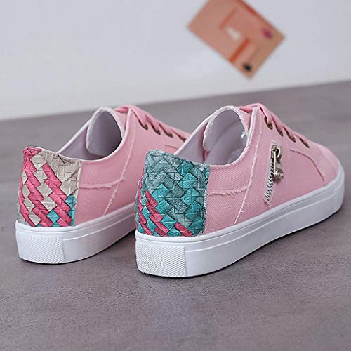 POPNINGKS Athletic Running Walking Shoes for Women Loafers Slip On Flats Espadrilles Shoes Tennis Trainer Sneakers Size 5-9 Pink - Thumbnail 7