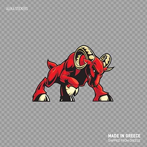 Beach345sley Red Aggressive Ram Maskot Angry Aggression Attack Wx64 Funny Sticker Decal 10x8.5 inch
