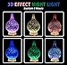 ComfortCome 100ml 3D Aromatherapy Essential Oil Diffuser, Cool Mist Humidifier with Changing Starburst LED Lights, Lead Free Glass, Wood Base, Waterless Shut Off