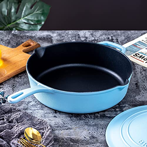 Enameled Silicone Oil NonStick Cast Iron Skillet Deep Sauté Frying