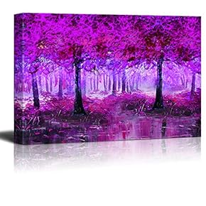 Wall26-Canvas Wall Art-Oil Painting Red Forest Theme for Living Room-Giclee Painting Wall Bedroom Living House Decoration Home Art - 12x18 inches