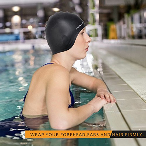 image for Toplu Swim Cap, Lightweight Silicone Solid Swimming Caps with 5D Ergon
