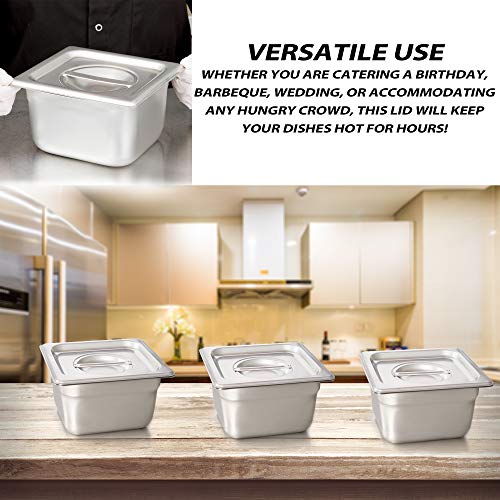 image for Kitma 1/6 Size Stainless Steel Solid Steam Table Pan Cover, Pan Lids, 