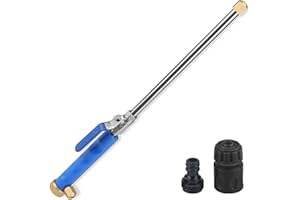 POOPLE High Pressure Power Washer Wand, Hydro Jet Nozzle for Garden Hose, Watering Sprayer Cleaning Tool, Wand Lance for Gutter Patio Car Pet Window Glass, Light Blue