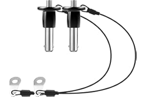 VXCICC 2 Pack 304 Stainless Steel Quick Release Pin 5/16 Inch Diameter Ball Locking Pin with Push Button Round Handle Lanyard Usable Length 0.62" (8mm x 16mm)