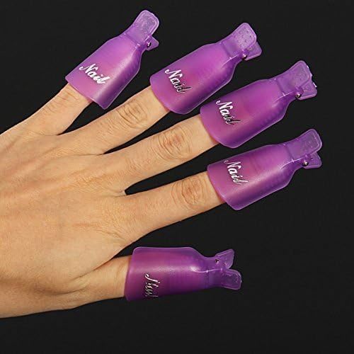 Mychampion 10Pcs Acrylic Nail Art UV Gel Polish Remover Wrap Cleaner Clip Caps