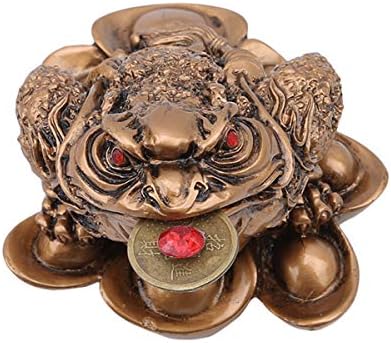 Weiy Lucky Ornaments Feng Shui Money Frog Three Legged Wealth Traditional Frog Toad Statue Lucky Charm Ancient Coins Home Car Fengshui Decor