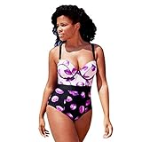 MOLLYGAN Womens Plus Size Swimsuits One Piece Swimwear Floral Print