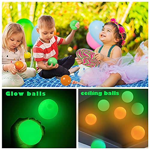EXZ 4 Pcs Ceiling Balls,Stress Balls for Adults and Kids, Glow in The Dark Sticky Balls for Kids