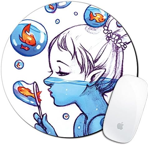 Royal Up Mermaid Girl Custom Mouse Pad Gaming Mat Keyboard Pad Waterproof Material Non-slip Personalized Round Mouse pad (7.8x7.8x0.08Inch)