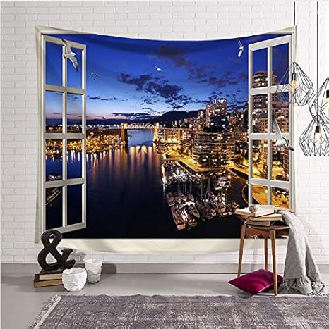 Amazon Co Jp Emoi タペストリー 壁掛け おしゃれ 風景 窓外世界カーテン 北欧 大判 背景布 インテリア 飾り 宇宙に住む感壁紙 掛け物 多機能ホーム装飾 部屋 寝室の装飾 0cmx150cm 模様4 ホーム キッチン