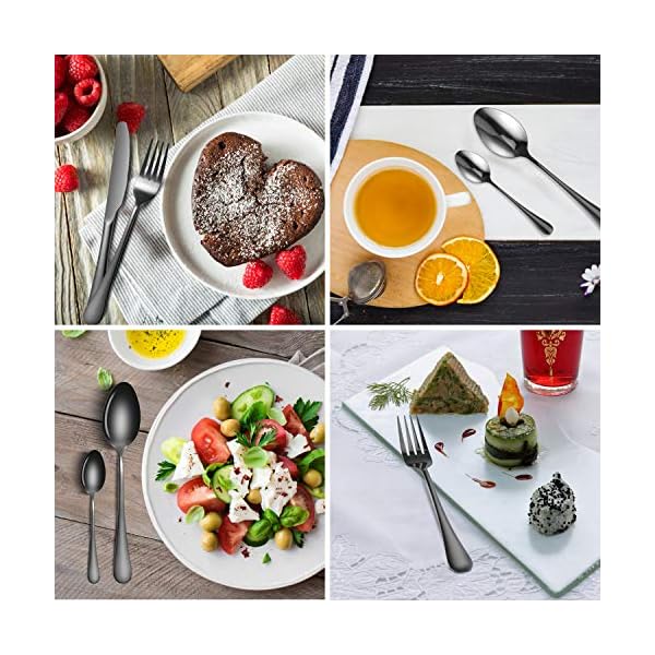 Cutlery-Flatware-Set24-Piece-Silverware-Set-with-Gift-Box-Stainless-Steel-Tableware-Dinnerware-Sets-Knife-Fork-Spoon-Service-for-6-Multipurpose-Use-Safe-for-Home-Kitchen-Party-Black Cutlery Flatware Set,24 Piece Silverware Set with Gift Box Stainless Steel Tableware Dinnerware Sets Knife Fork Spoon…