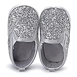 Voberry Baby Boy Girls Sequin Crib Shoes Toddler Soft Sole Anti-slip Outdoor Sneakers (0~6 Month, Silver)
