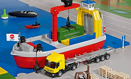 Siku 5403, schwimmfähiges Containerschiff inkl. Zubehör, Kunststoff, Bunt, Inkl. 1 Schaufel und 2 Containern, Viele Funktionen, Kombinierbar mit siku-Modellen in unterschiedlichen Maßstäben – Bild 7
