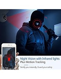 Cámara IP WiFi 1080P - TENVIS Wi-Fi Cámara de seguridad IP Sistema de cámara de vigilancia Inalámbrico HD 1080p Cámara de seguridad Inicio Domo Bebé Elder Pet Nanny Monitor con Pan Tilt Audio bidireccional Visión nocturna