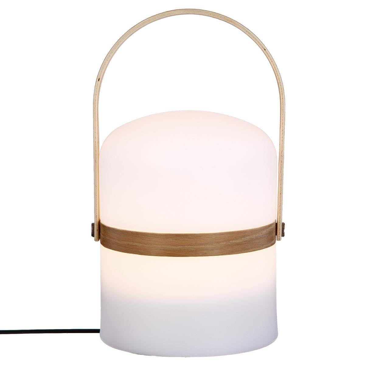 Outdoor Lamp with Wooden Handle, White, 26.5 cm