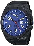 PUMA Men's PU103501008 Iconic Black Blue Analog Display Japanese Quartz Black Watch