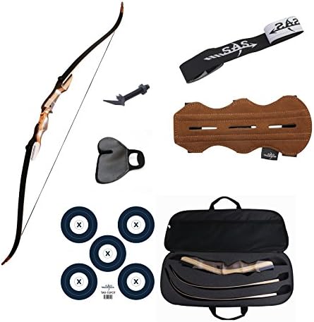 Samick Sage Take Down Recurve Bow Combo Package Kit with Case, Armguard, Stringer, Arrow Rest and Paper Target (55lbs, Right)