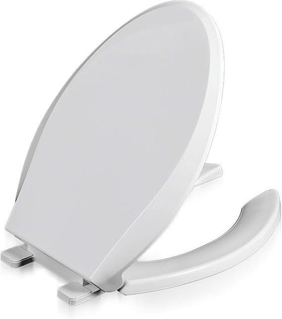 White Soft Close Quick Release Toilet Lid, Heavy Duty Open Front Toilet