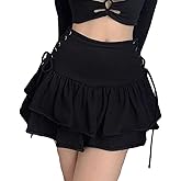 Women Gothic Punk Mini Skirt High Waist A-Line Short Flared Skirt Y2K E-Girl Emo