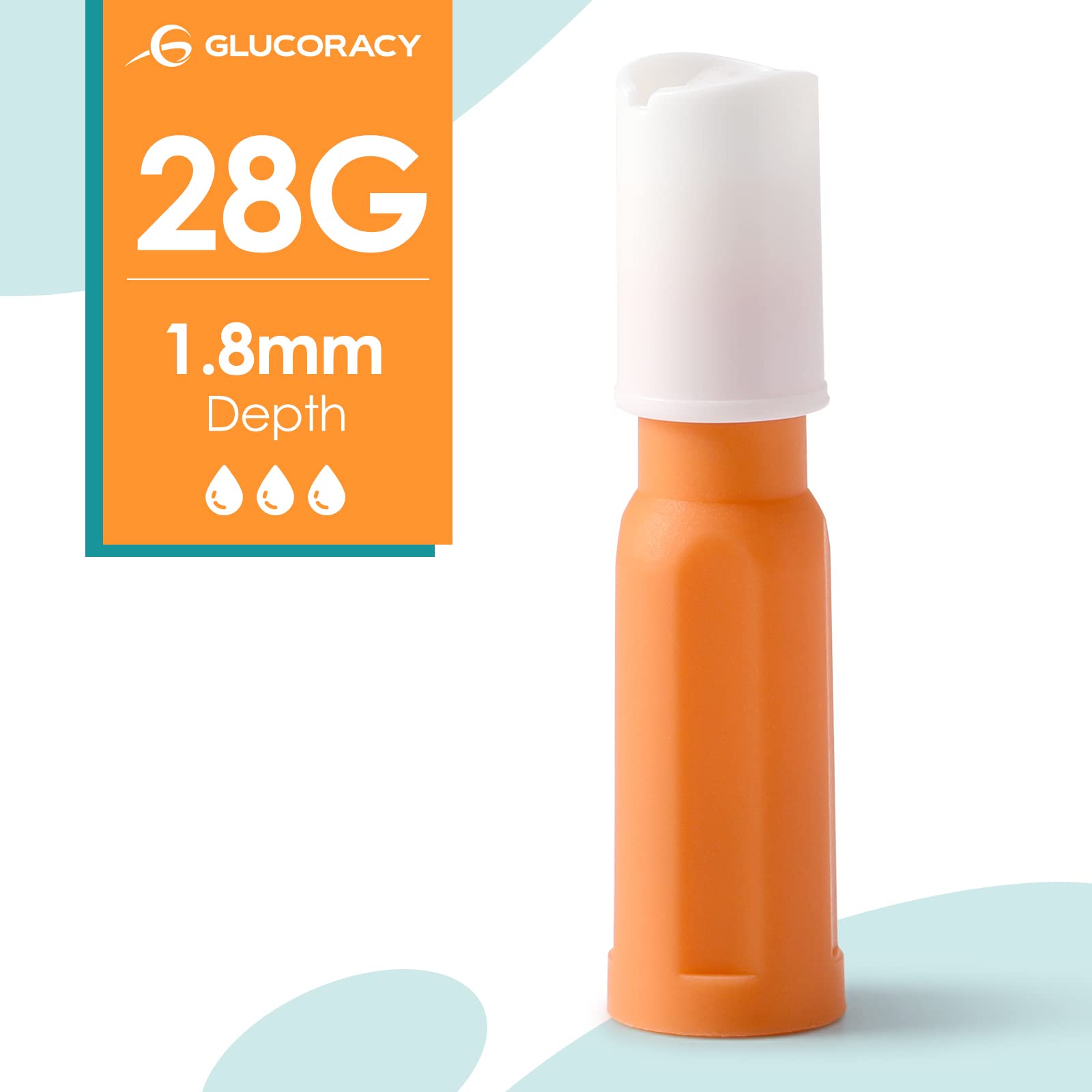 Glucoracy Safety Lancets, Sterile, Top Push Button Activated, 28 Gauge, 1.8 mm, 100 Count, 1 Pack