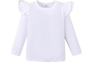 LYSMuch Toddler Baby Girls Long Sleeve Ruffle T Shirt Kids Casual Plain Solid Top Blouse T-Shirt Undershirt