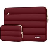 MOSISO Laptop Case 13.3 inch, 13-13.3 inch Puffy Laptop Sleeve Compatible with MacBook Air 13 13.6 M4 M3 M2 M1/Pro 13/Pro 14, HP Dell ASUS Lenovo,Polyester Horizontal Bag with Small Case, Red