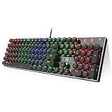 Redragon K556-RK RGB LED Backlit Mechanical Gaming Keyboard with Brown Switches,104 Anti-ghosting Standard Keys Retro Vintage USB Typewriter Inspired