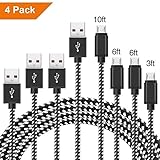 [4Pack] Micro USB Cable, ADDAO [3FT 6FT 6FT 10FT] Charge Cable, Nylon Braided Micro Lightning Cable to USB Charging and Syncing Cord Charging for SAMSUNG, HUAWEI and more Android Devices