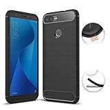ASUS ZenFone Max Plus ZB570TL Case, TopACE Ultra Thin Carbon Fiber Scratch Resistant Shock Absorption Soft TPU Protective Cover for Asus ZenFone Max Plus (M1) ZB570TL (Black)