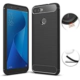ASUS ZenFone Max Plus ZB570TL Case, TopACE Ultra Thin Carbon Fiber Scratch Resistant Shock Absorption Soft TPU Protective Cover for Asus ZenFone Max Plus (M1) ZB570TL (Black)