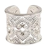 MANDI HOME Europe Style 925 Silver Plated Hollow Hears White Zircon Resizable Band Ringe
