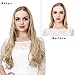 SARLA U Part Hair Extensions Clip in Wavy Long Full Head Synthetic Hairpiece 24 Inch for Women Light Honey Blonde