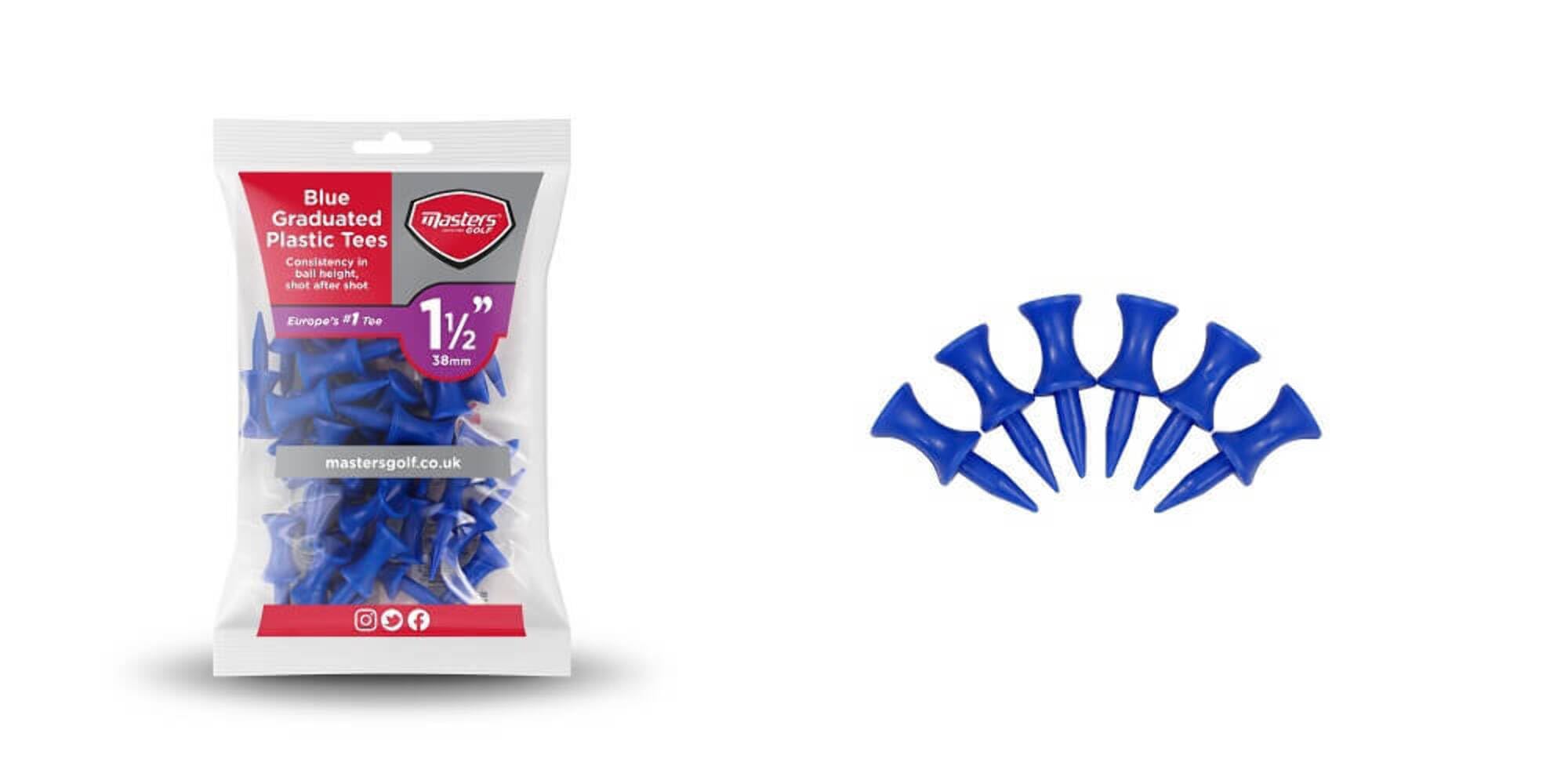 "Masters Unisex's Plastic Graduated Tees (Bag of 30), Blue, 1 1/2""", TEP110