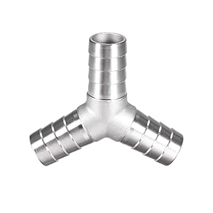 uxcell 63/64-Inch (25mm) Hose ID Barb Fitting Stainless Steel 3 Way Y Shaped Union Home Brew Fitting