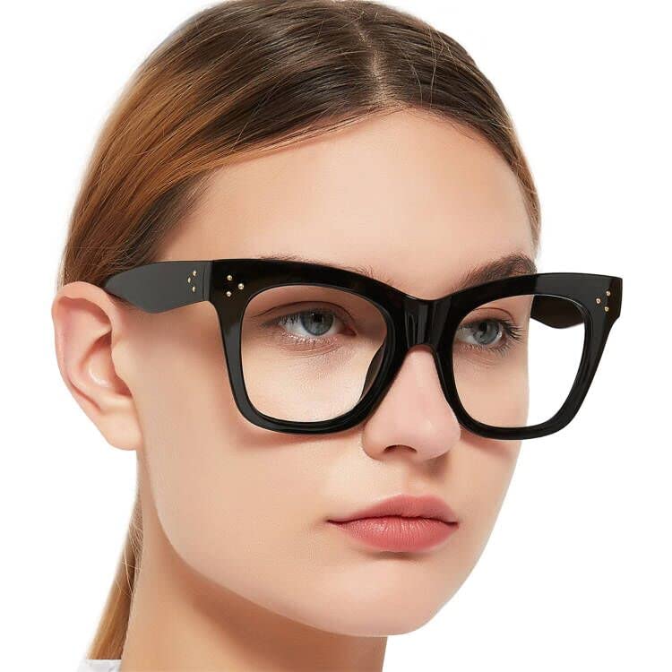 OCCI CHIARI Oversized Reading Glasses Women 1.5 Thick Frame Glasses for Women Fashion Square Reading Glasses Spring Hinge (Black,150)
