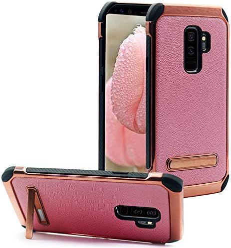 pink Galaxy S9+ Plus Case with Kickstand, Shockproof Case Cover Dual Layer Design, Leather Cover Design for Samsung Galaxy S9 Plus 【Pink, 6.2inch】