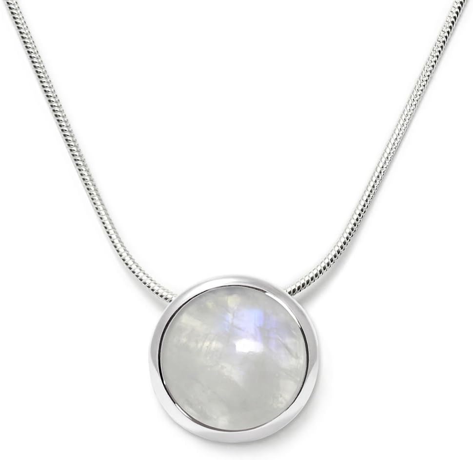 Natural Moonstone Gemstone Necklace 925 Sterling Silver 45cm