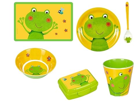 Die Spiegelburg 4 Juego de vajilla de melamina de rana Freche ...