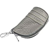 JSBWSFA 1 Pcs Genuine Leather Mini Leather Coin Purse Credit Card Holder and Key Ring Zipper Leather Bag Key Holder Coin Bag