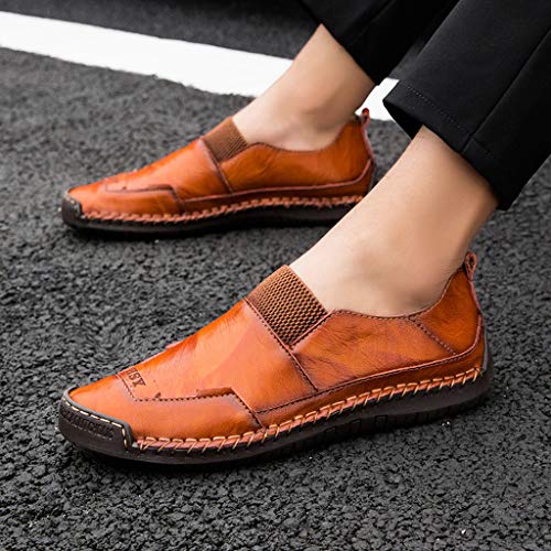 Dermanony Men's Leather Dress Shoes Summer Casual Leather Sandals Breathable Tide Outdoor Beach Shoes Red - Thumbnail 3