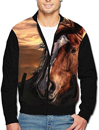 SCOOLY Sunset Brown Horse With White Stripe On Face Youth Long Sleeve Full Zip Jacket Small
