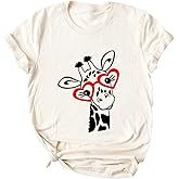Yimoya Funny Giraffe Shirt Womens Cute Valentines Giraffe Graphic Tees