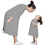 Hatop 1PC Black White Striped Dress Casual Family Clothes Girls Dress (Age:4-5Y)