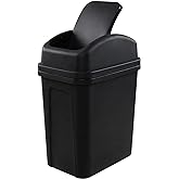Hommp 2 Gallon Swing Top Trash Can, Small Garbage Can with Swing Lid, Black