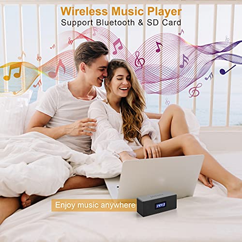 HD Wireless WiFi Bluetooth-Music-Speakers-Camera Clock-Camera - Mobile Phone Wireless Remote Detection Camera, with Night Vision Function, Movement Detection and Alarm (Black)