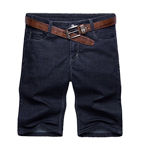 Soojun Mens Big & Tall Classic 5 Pocket Comfort Waist Black Denim Shorts, 46 W